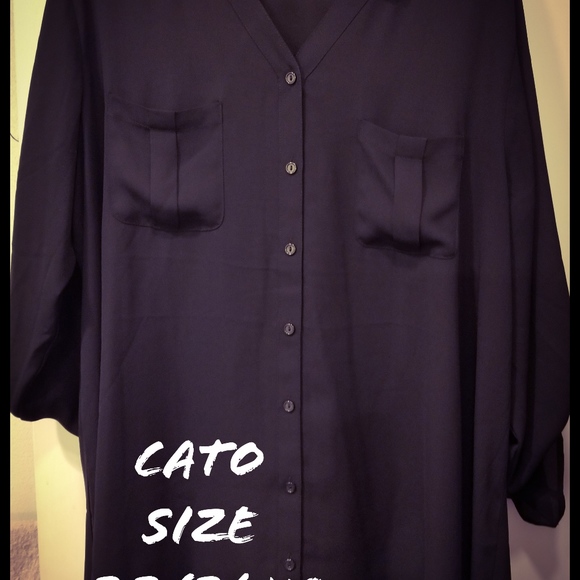 Cato 3/4 Sleeve Sheer Black Button Up Blouse - Picture 6 of 7